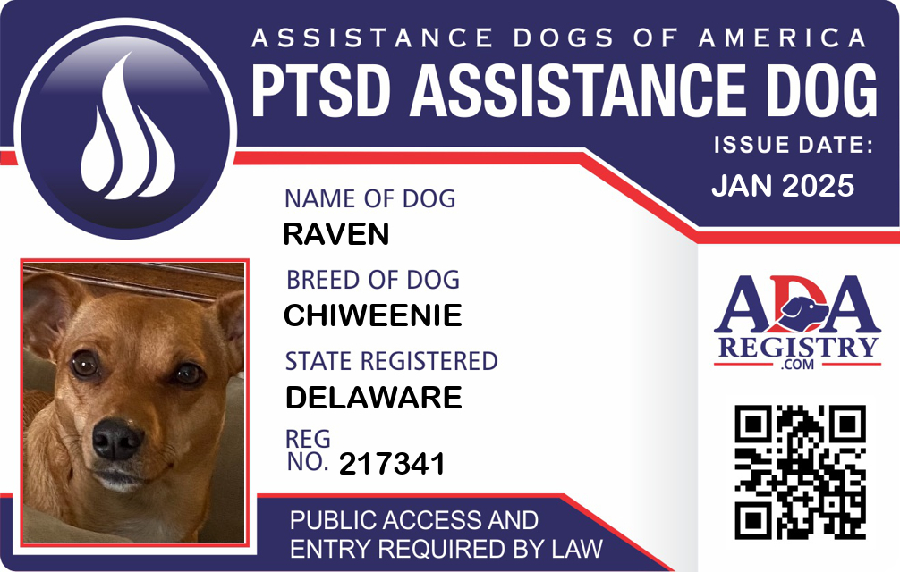 PTSD Assistance Dog Registration for Raven | Official ADA Service Dog ...