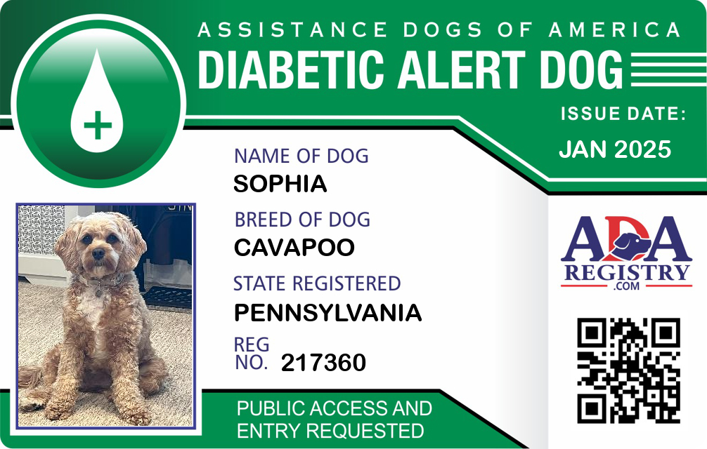 Service Dog Registration For Sophia 