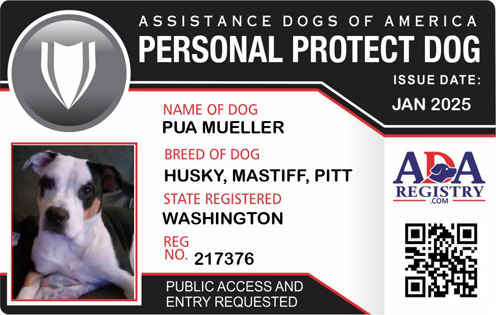 Personal Protection Dog Registration For Pua Mueller 