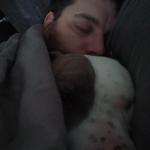 Our big helper. Staying with dad after a nightmare.